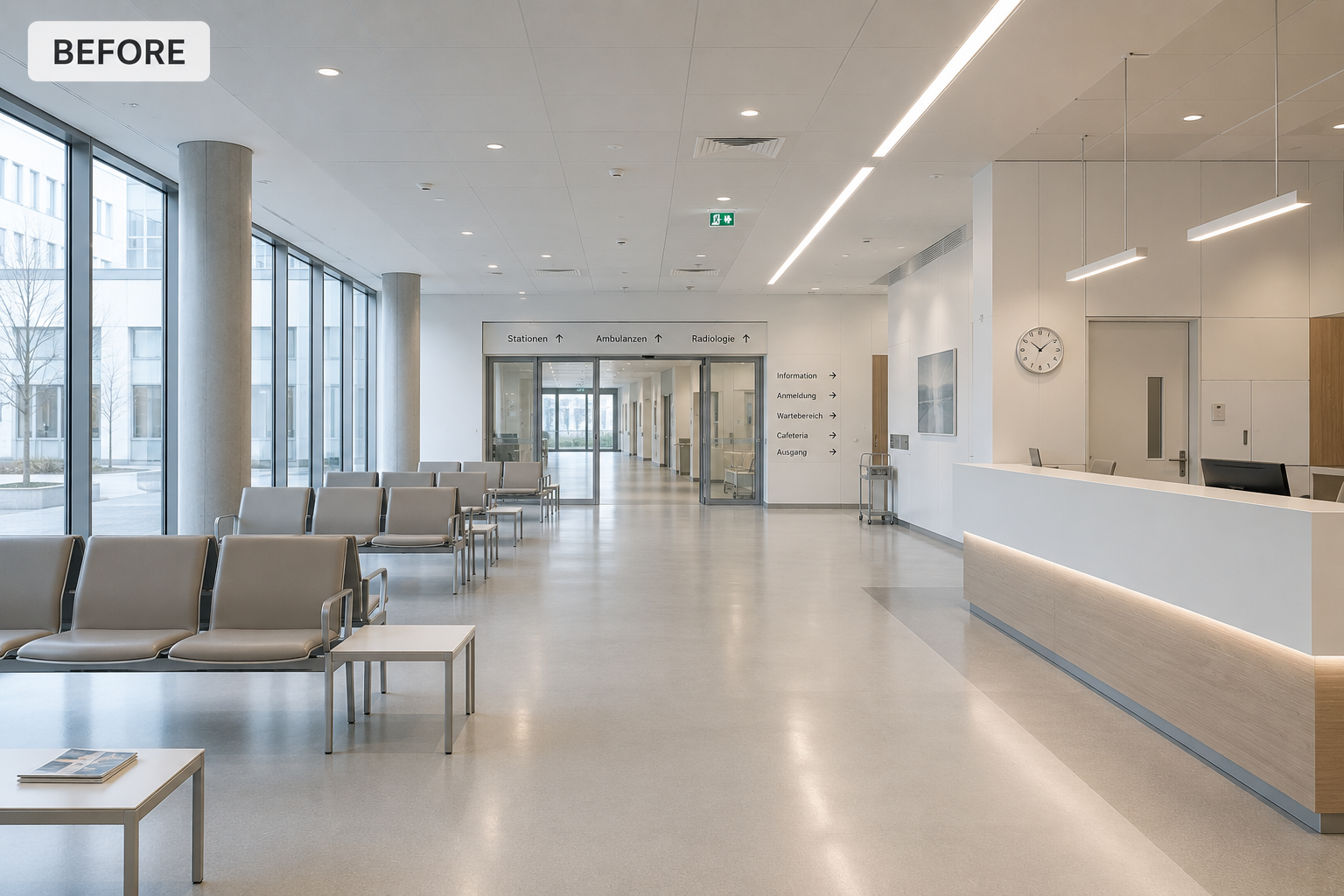 Bestehender Gesundheitsraum vor der Begrünung
