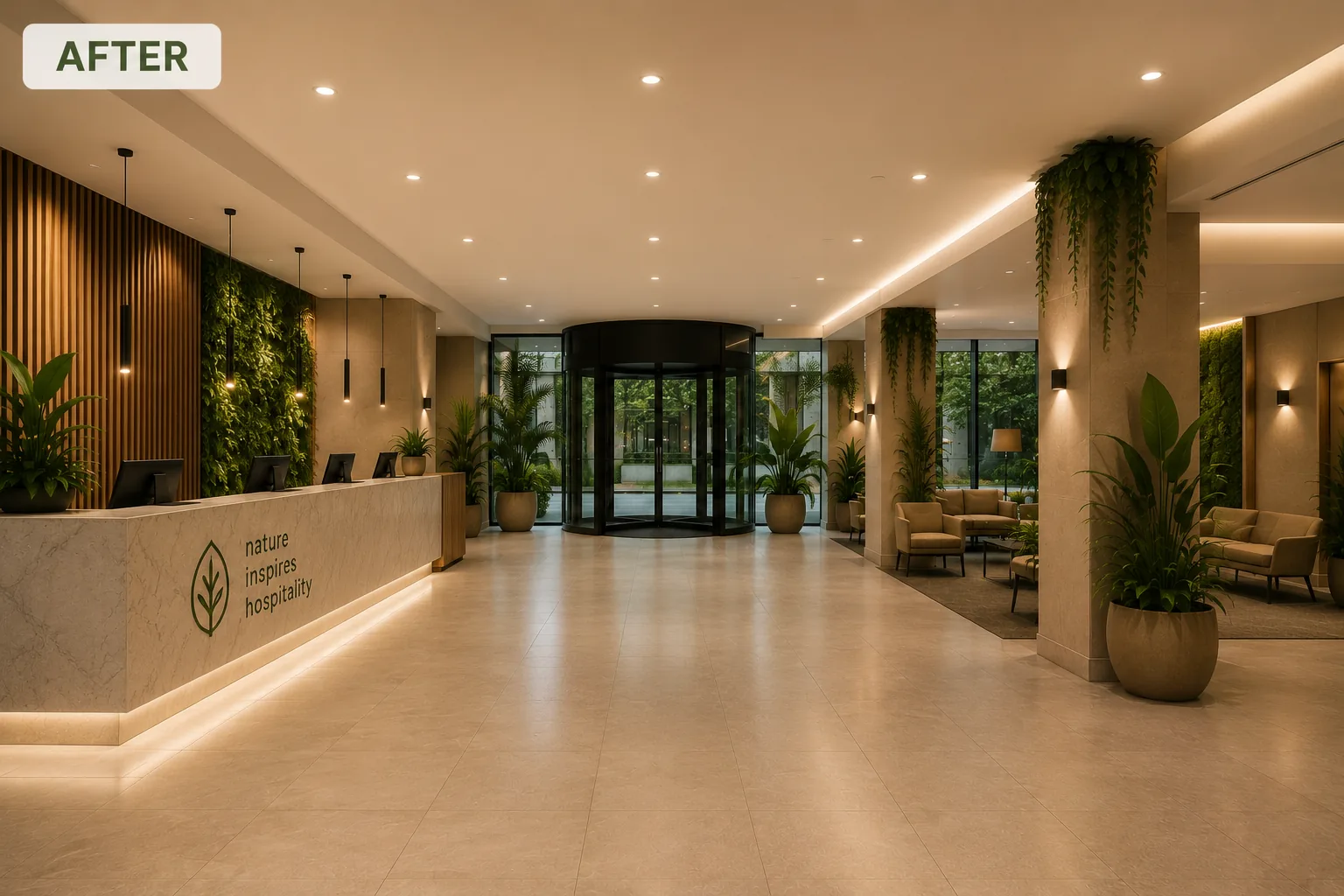 Konzeptionelle Botaqo Vision für ein biophiles Hotel
